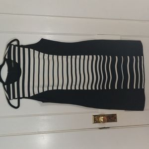 J McLaughlin Black White Striped Dress, L